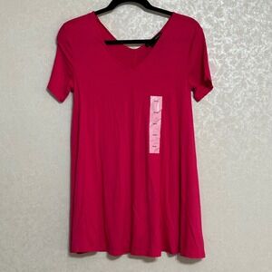 Grace Elements NWT Swing Top Tunic V-Neck Short Sleeve Vibrant Magenta Pink Sz S